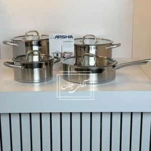 سرویس استیل 8 پارچه عرشیا اورجینال مدل درب پیرکس