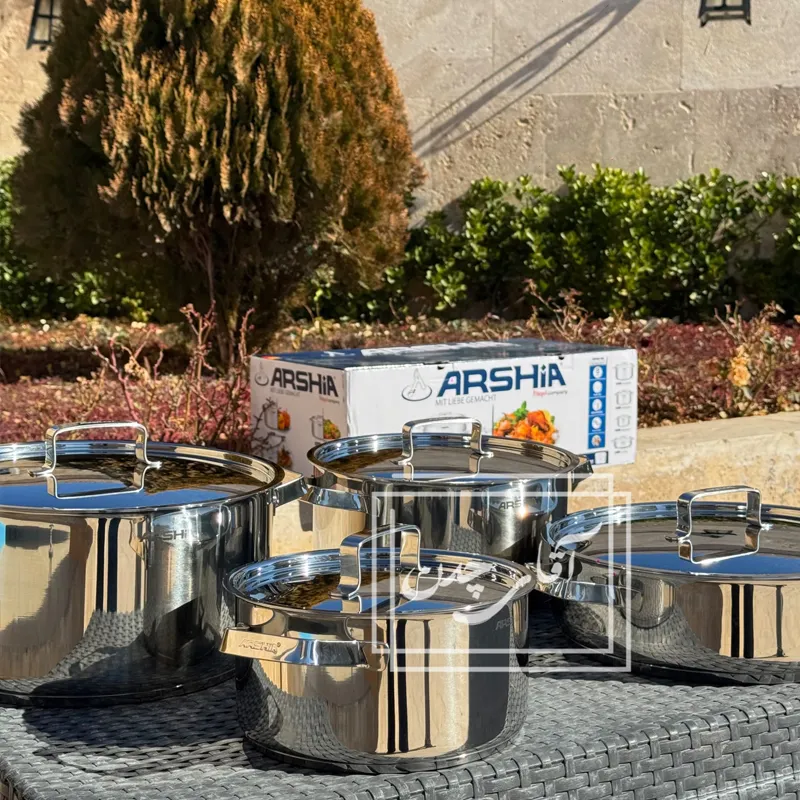 سرویس استیل عرشیا اورجینال مدل درب استیل 8 پارچه