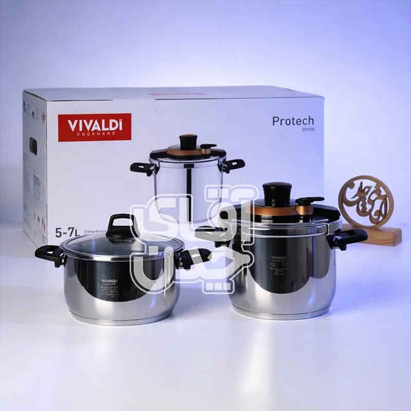 زودپز دوقلو استیل ویوالدی 4 پارچه مدل پروتک