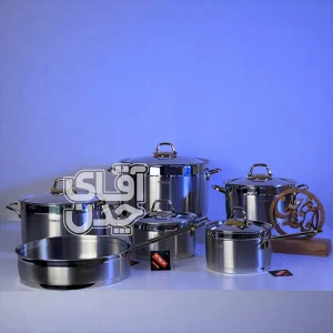 سرویس قابلمه استیل 11 پارچه ویوالدی مدل آنکا درب استیل